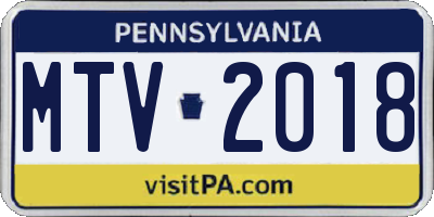 PA license plate MTV2018