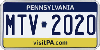 PA license plate MTV2020