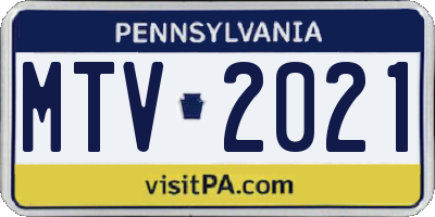 PA license plate MTV2021