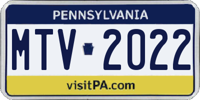 PA license plate MTV2022