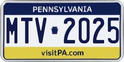PA license plate MTV2025