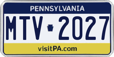PA license plate MTV2027
