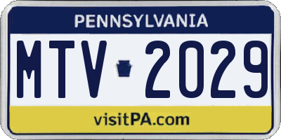 PA license plate MTV2029