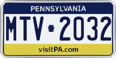 PA license plate MTV2032