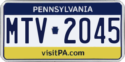 PA license plate MTV2045