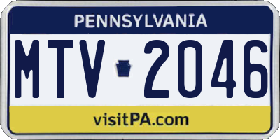 PA license plate MTV2046