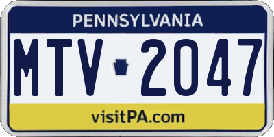 PA license plate MTV2047