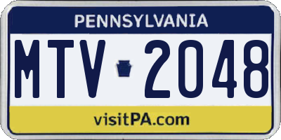PA license plate MTV2048