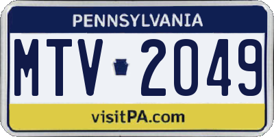 PA license plate MTV2049