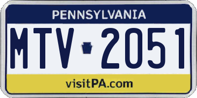 PA license plate MTV2051