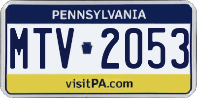 PA license plate MTV2053