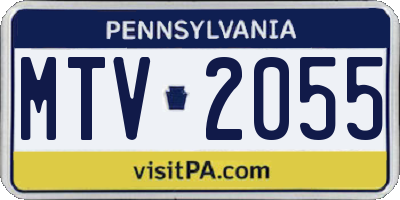 PA license plate MTV2055