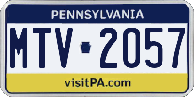 PA license plate MTV2057