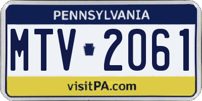 PA license plate MTV2061