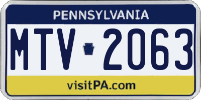 PA license plate MTV2063