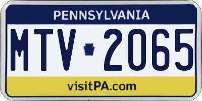 PA license plate MTV2065