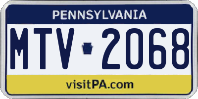 PA license plate MTV2068