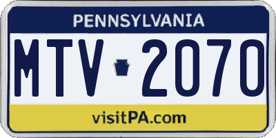 PA license plate MTV2070