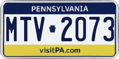 PA license plate MTV2073