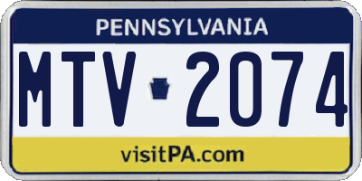 PA license plate MTV2074