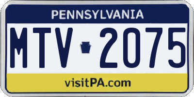 PA license plate MTV2075