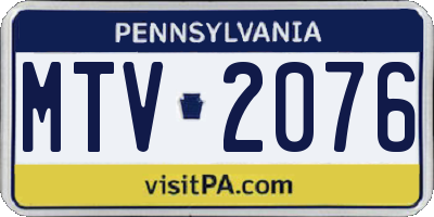 PA license plate MTV2076