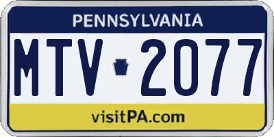 PA license plate MTV2077