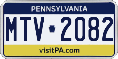 PA license plate MTV2082