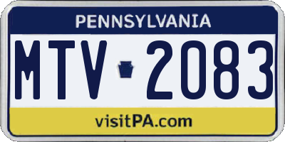 PA license plate MTV2083