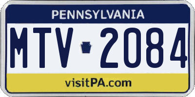 PA license plate MTV2084