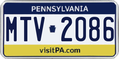 PA license plate MTV2086