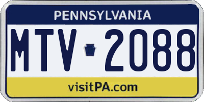 PA license plate MTV2088