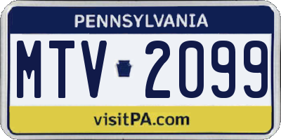 PA license plate MTV2099