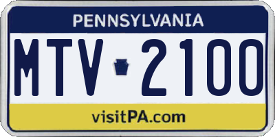 PA license plate MTV2100
