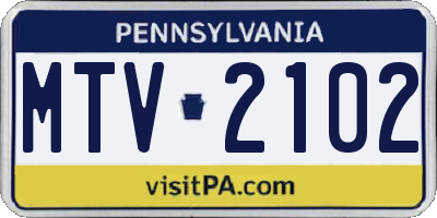 PA license plate MTV2102