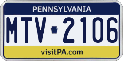 PA license plate MTV2106