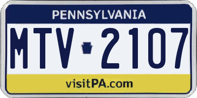 PA license plate MTV2107