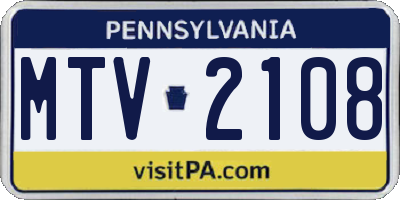 PA license plate MTV2108