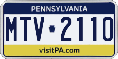 PA license plate MTV2110