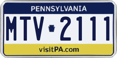 PA license plate MTV2111