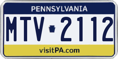 PA license plate MTV2112