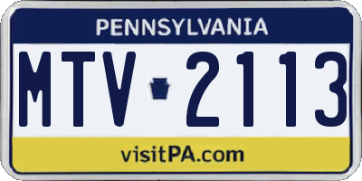 PA license plate MTV2113