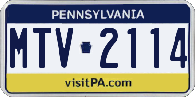 PA license plate MTV2114