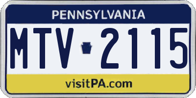 PA license plate MTV2115