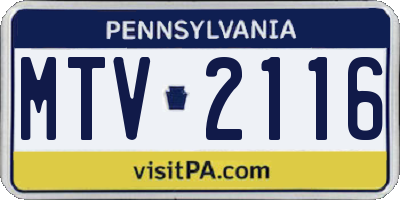 PA license plate MTV2116
