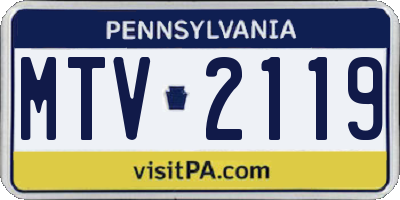 PA license plate MTV2119