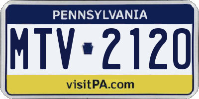 PA license plate MTV2120