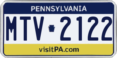 PA license plate MTV2122