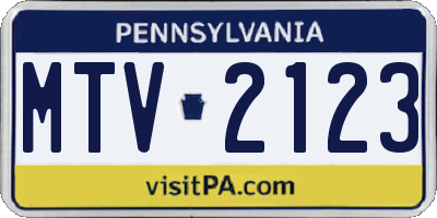 PA license plate MTV2123