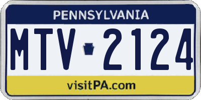 PA license plate MTV2124